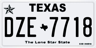 TX license plate DZE7718