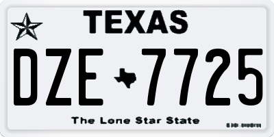 TX license plate DZE7725