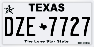 TX license plate DZE7727