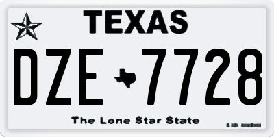 TX license plate DZE7728