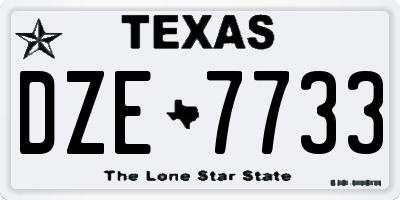 TX license plate DZE7733