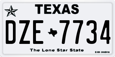 TX license plate DZE7734
