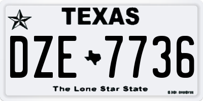 TX license plate DZE7736