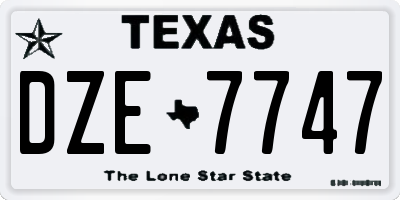 TX license plate DZE7747