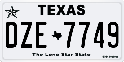 TX license plate DZE7749
