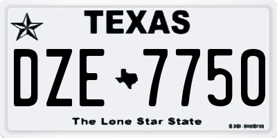 TX license plate DZE7750