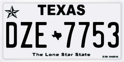 TX license plate DZE7753