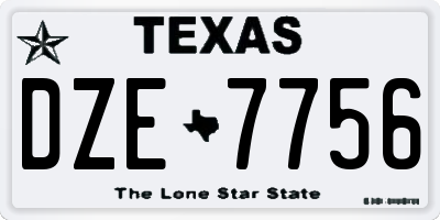 TX license plate DZE7756