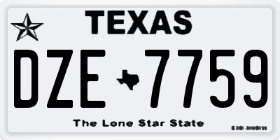 TX license plate DZE7759
