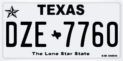 TX license plate DZE7760