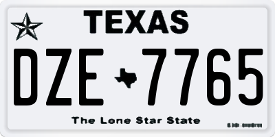 TX license plate DZE7765