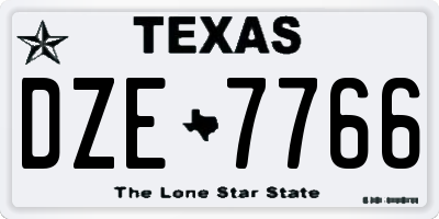 TX license plate DZE7766