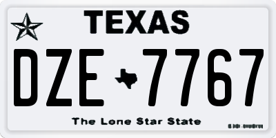 TX license plate DZE7767