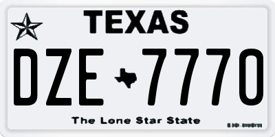 TX license plate DZE7770