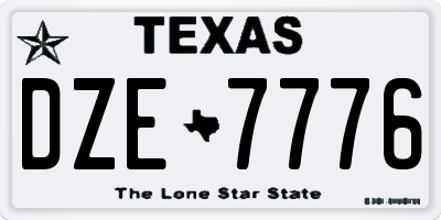 TX license plate DZE7776