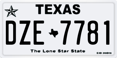 TX license plate DZE7781