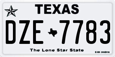 TX license plate DZE7783