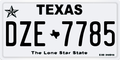 TX license plate DZE7785