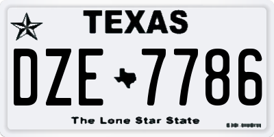TX license plate DZE7786