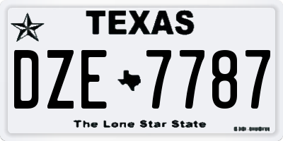 TX license plate DZE7787