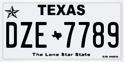 TX license plate DZE7789
