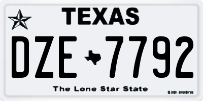 TX license plate DZE7792