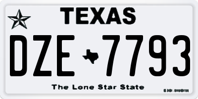 TX license plate DZE7793
