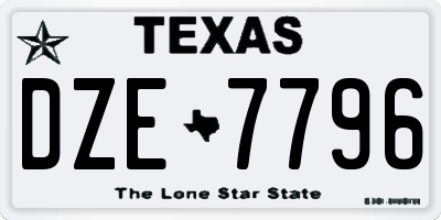 TX license plate DZE7796