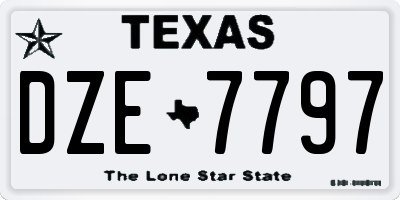 TX license plate DZE7797