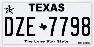 TX license plate DZE7798