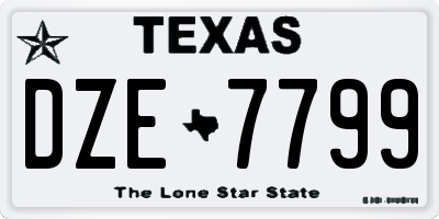 TX license plate DZE7799