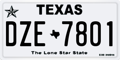 TX license plate DZE7801