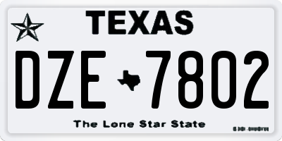 TX license plate DZE7802