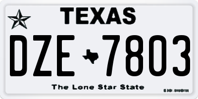 TX license plate DZE7803