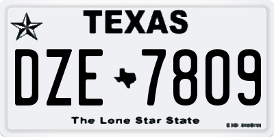 TX license plate DZE7809