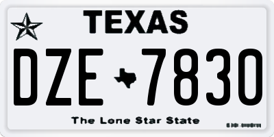 TX license plate DZE7830