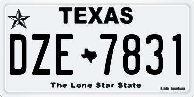 TX license plate DZE7831