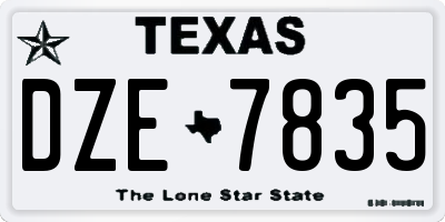 TX license plate DZE7835