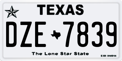 TX license plate DZE7839