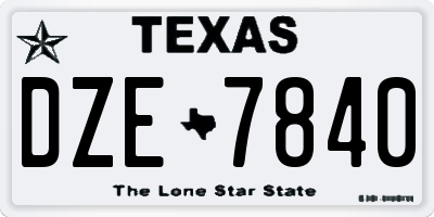TX license plate DZE7840