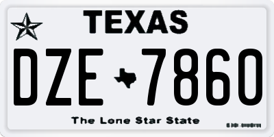 TX license plate DZE7860