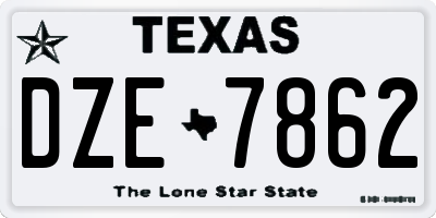 TX license plate DZE7862