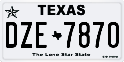 TX license plate DZE7870