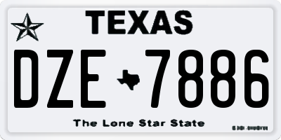 TX license plate DZE7886