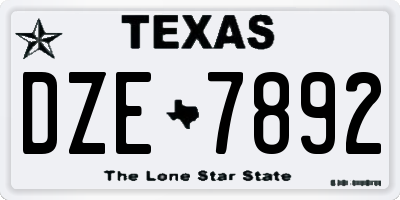 TX license plate DZE7892