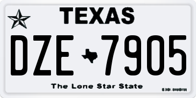 TX license plate DZE7905