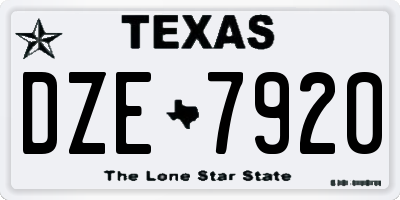 TX license plate DZE7920