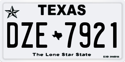 TX license plate DZE7921