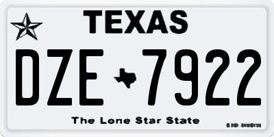 TX license plate DZE7922