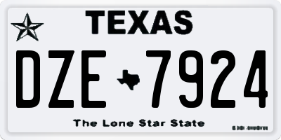 TX license plate DZE7924